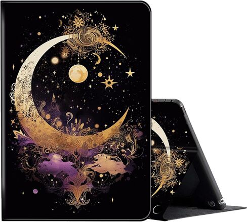 حافظة كمبيوتر لوحي FUYOCWE for Fire HD 10 (الجيل الثالث عشر، إصدار 2023، 10.1 بوصة)، غطاء قلاب ذكي بحامل متعدد الزوايا من جلد البولي يوريثان لهاتف Amazon Kindle Fire HD 10 الجيل الثالث عشر - قطة سوداء مع زهور ذهبية in Kuwait