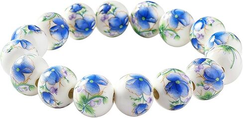 Porcelain Beads Bracelet for Women Elegant Vintage Style Blue Flower Ceramics Bracelet Chinese Style Celadon Wrist Bracelet Sunflower Bracelets in Saudi Arabia
