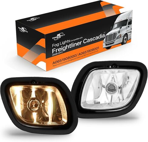 Fog Lights for Freightliner Cascadia 2008-2017, Front Fog Light Assembly Fog Lamp Waterproof Clear Replace Trucks Accessories (A Pair) A0651908000/A0651908001 in Kuwait