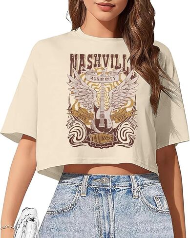 Nashville Tshirt for Women Country Concert Shirt Cowgirl West Music Rock Band Tee Vintage Graphic Fringe Tassel Top in Kuwait