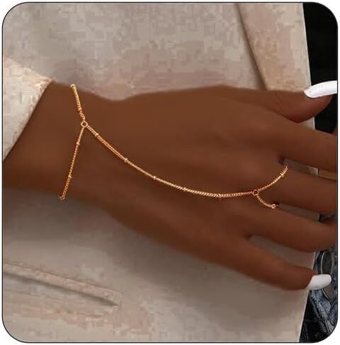 سوار رينغليليت سلسلة أساور قابلة للتكديس للنساء سوار سلسلة اليد المطلي بالذهب 14K للنساء in Saudi Arabia