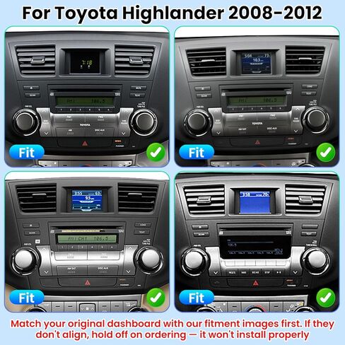 Fortdows Car Radio Stereo for Toyota Highlander 2008-2013 with Apple Carplay Android Auto 10 Inch Head Unit 2G RAM 32GROM with WiFi GPS Bluetooth Backup Camera in Kuwait