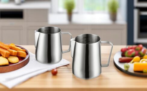 Milk Frothing Pitcher, Stainless Steel Milk Frother Cup,20 OZ/600ML Black Milk Frother Pitcher Barista Tools, Espresso Machine, Milk Frother in Kuwait