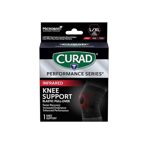 CURAD Performance Series IRONMAN Infrared Knee Support, Elastic Knee Sleeve for Pain Management, Compression Support for Enhanced Recovery and Performance, Powered by CELLIANT Technology, Large/X-Large in Kuwait