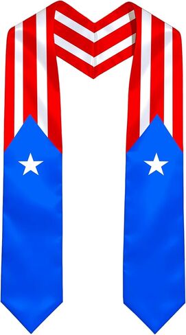 Puerto Rico Flag International Graduate Satin Stole Scarf with National Flag Design, 72" Graduation Sash in Kuwait