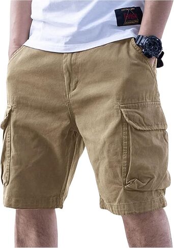 Men's Casual Cargo Shorts Drawstring Waist Outdoor Travel Hiking Shorts with Multi Pockets in Saudi Arabia