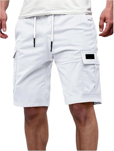 Men's Casual Cargo Shorts Drawstring Waist Outdoor Travel Hiking Shorts with Multi Pockets in Saudi Arabia