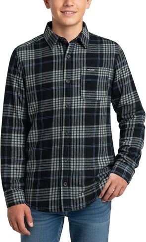 Volcom Boys Button Down Shirt - Casual Woven Cotton Short Sleeve Hawaiian Summer Collared Shirts for Boys (8-16) in Saudi Arabia