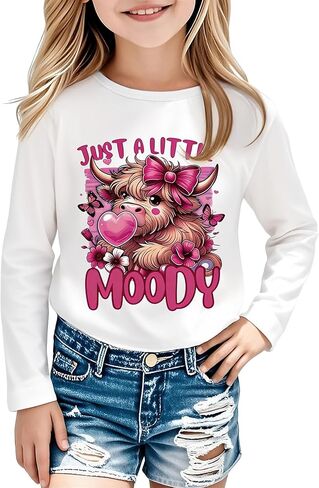 Girls Western Cow T-Shirts - Cute Cowgirl Outfits for Kids Short Sleeve Shirts Funny Tops Rodeo Graphic Summer Tee in Kuwait