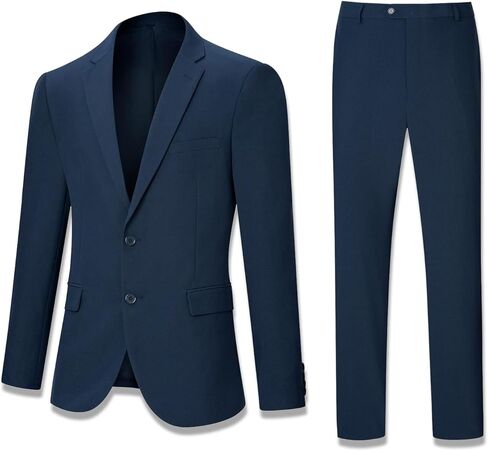Men's Suit Slim Fit 2 Piece Suits for Men, Two Button Blazer Jacket Pants Set with Tie for Wedding Business Dinner in Kuwait