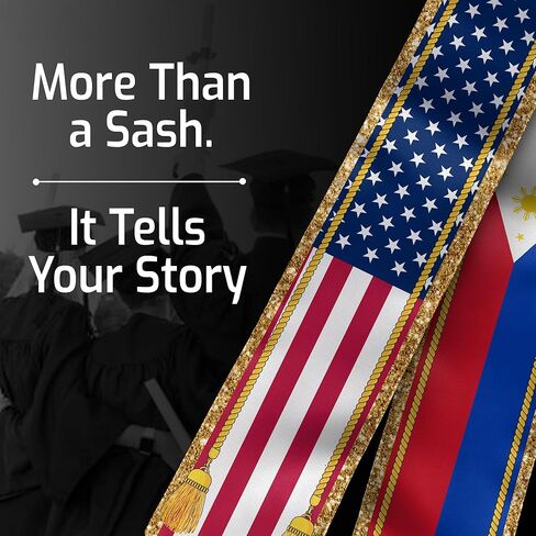 CHIARA CONTI11 Philippines American Flag Graduation Sash 2025, Filipinos Graduation Stole, Class of 2025 in Kuwait