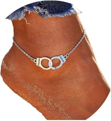 Handcuffs Ankle Bracelet Fashion Gold Anklet Chain Charm Foot Jewelry Summer Beach for Women in Kuwait