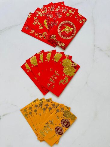 Generic 24 Pieces Vietnamese New Year Red Lucky Money Envelopes (large Size 6.5""x3.5"")- Bao Li Xi Tet Size Lon (Huong Tet Viet) in Saudi Arabia