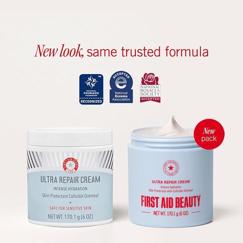 First Aid Beauty - Ultra Repair Cream, Intense Hydration Whipped Colloidal Oatmeal, Clinically Proven to Strengthen Skin Barrier in 7 Days + Helps Relieve Eczema, Luxury Moisturizer (6oz, 2ct) in Kuwait