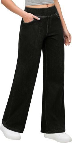IUGA Wide Leg Jeans Woman High Waisted Pull On Baggy Jeans for Women Stretchy Trendy Womens Jean Straight Casual Denim Pants in Saudi Arabia