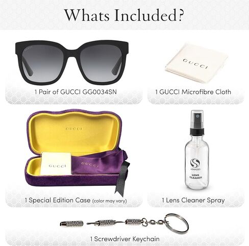 Gucci GG0034SN نساء مصمم نظارات شمسية مربعة: نظارات إطار مربعة مع عدسات غير مستقطبة - مثال على الرفاهية والأناقة in Saudi Arabia
