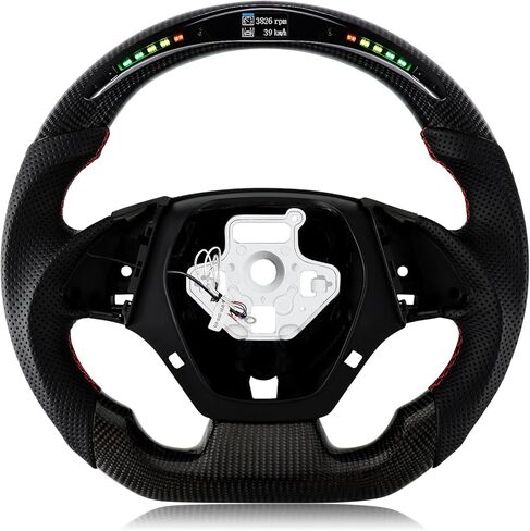 Hydro Dip Carbon Fiber Steering Wheel for Camaro LT/LS/SS/ZL1 D-shaped Flat-bottom Preforated Leather Grip Hand-Stitched Steering Wheel for Corvette Camaro 2016-2020 in Saudi Arabia