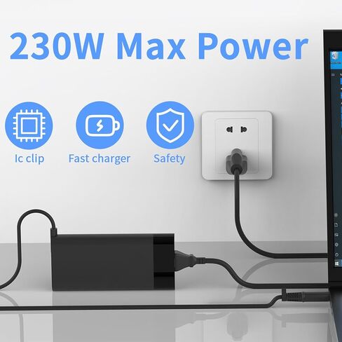 شاحن طرف جديد 230 وات 7.4 مم مناسب لقاعدة HP Thunderbolt Dock 230W G2 2UK38AA HP Zbook 15 G1 G2 17 G2 HP Omen X 2S 17-cb 15-dg 925141-850 L58062-001 EliteBook 8770w محول سلك إمداد الطاقة للكمبيوتر المحمول in Kuwait