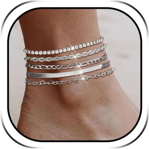 Ankle Bracelets for Women Silver Anklets Summer Beach Vacation Outfits Cuba Paperclip Anklet Dainty Link Chain Ankles Foot Jewelry in Saudi Arabia