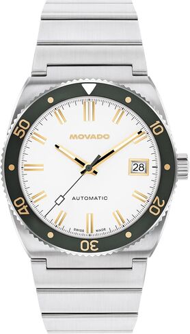 Movado Heritage Ondoplan Men's Luxury Quartz Watch - Swiss Movement, Stainless Steel Bracelet, Water Resistance 50 Meters (5ATM) - Classic Timepiece - Gift for Him - 36mm in Saudi Arabia