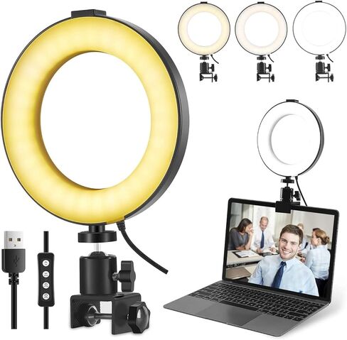 Ring Light for Computer, Video Conference Kit, 6" Ring Light with Clamp Mount & 10 Brightness Level，Desktop Light for Remote Meeting, YouTube , Selfie, Makeup, Live Streaming,Business Video Call in Kuwait