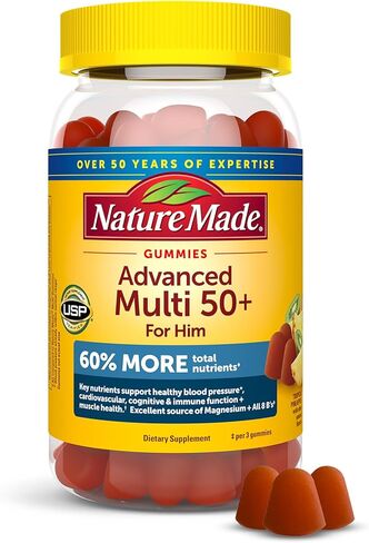 Nature Made Advanced Multivitamin Gummies 50 + for Him with Magnesium Citrate, Vitamin D3, Zinc and All 8 B Vitamins, Multivitamin for Men, 84 Gummies, 28 Day Supply in Saudi Arabia