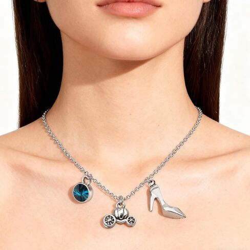 UJIMS Princess Cinderella Inspired Gifts Glass Slipper Necklace Fairy Tales Fans Jewelry for Women Princess Fan Gifts in Kuwait