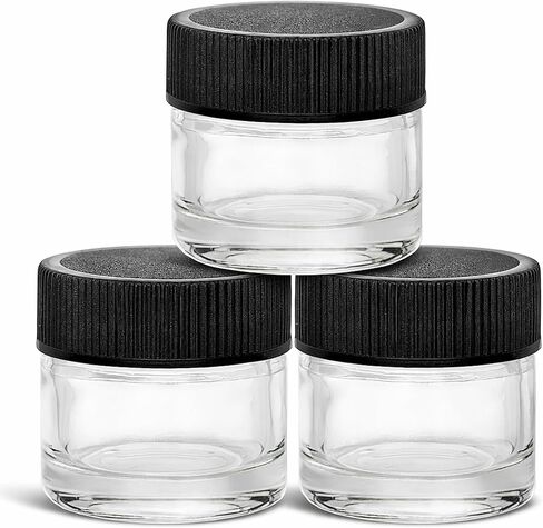 (200 Pack) 5ml Thick Glass Jars with Black Lids - Airtight Containers for Oil, Lip Balm, Wax, Cosmetics - Mini Refillable Jars Great for Travel, Samples, & More in Kuwait