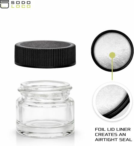 (200 Pack) 5ml Thick Glass Jars with Black Lids - Airtight Containers for Oil, Lip Balm, Wax, Cosmetics - Mini Refillable Jars Great for Travel, Samples, & More in Kuwait
