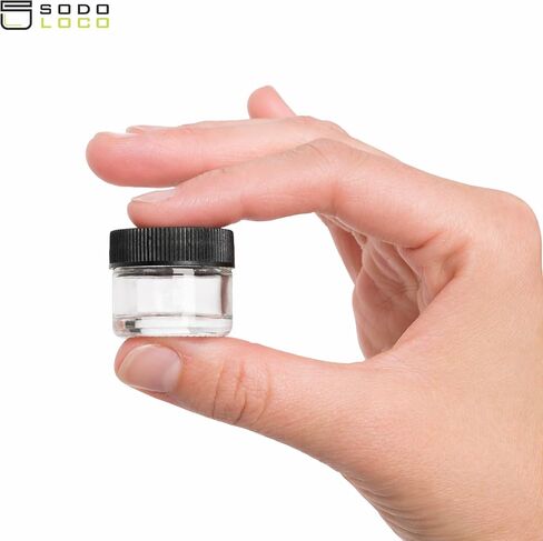 (200 Pack) 5ml Thick Glass Jars with Black Lids - Airtight Containers for Oil, Lip Balm, Wax, Cosmetics - Mini Refillable Jars Great for Travel, Samples, & More in Kuwait