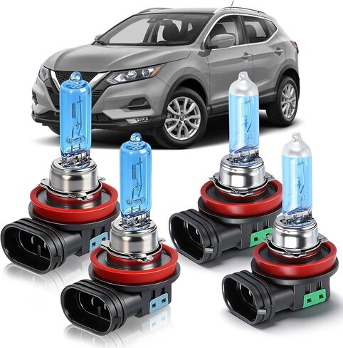 Fit for NISSAN rogue (2015-2022) Halogen Headlight Bulbs, H11 High Beam + H11 Low Beam Headlamp Replacement Bulbs Kit, Pack of 4 in Kuwait