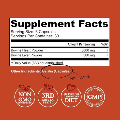 مكملات لحوم البقر للنساء - كبد لحوم البقر والكلى والقلب والرحم ، يدعم الطاقة الإجمالية للمرأة والصحة - المراعي التي تربى في نيوزيلندا - لا حشو أو عوامل تدفق - 120 كبسولة in Kuwait