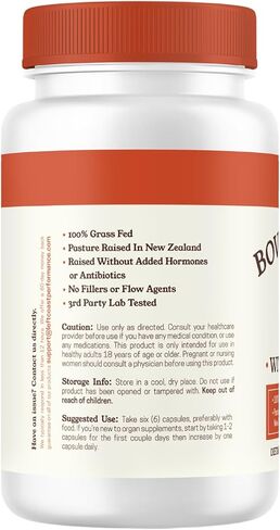 مكملات لحوم البقر للنساء - كبد لحوم البقر والكلى والقلب والرحم ، يدعم الطاقة الإجمالية للمرأة والصحة - المراعي التي تربى في نيوزيلندا - لا حشو أو عوامل تدفق - 120 كبسولة in Kuwait