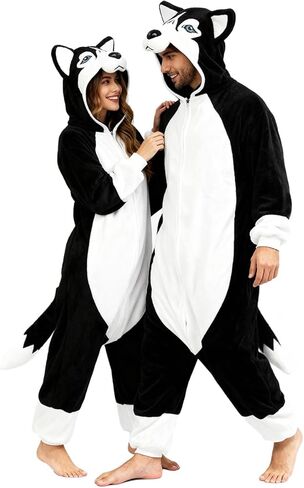 vavalad Dog Costume for Adults Animal Cosplay Dog Onesie Costume Pajamas Women Men in Kuwait