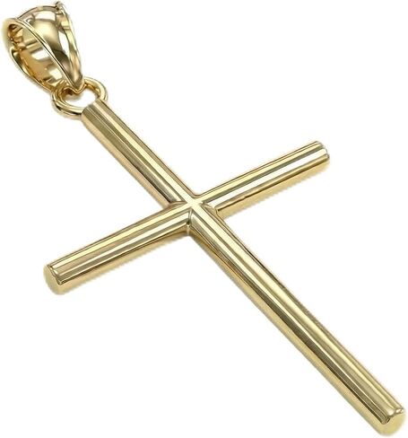 MAZZERI 14k Gold Cross Pendant, Hypoallergenic Gold Religious Charms for Men and Women, Handcrafted in the USA - Classic Tube Cross (1.25 Inches) in Kuwait