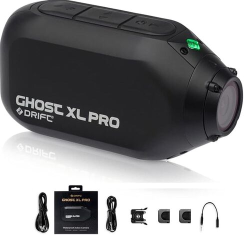 Drift Ghost XL Pro - كاميرا أكشن 4K، تثبيت الصورة، مقاومة للماء، عدسة قابلة للدوران، وضع Dashcam، بث مباشر، وضع الاستنساخ، عمر بطارية 7 ساعات عند 1080P وعمر بطارية 4.5 ساعة عند 4K (XL Pro) in Kuwait