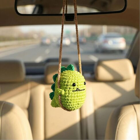 Car Mirror Hanging Accessories, Car Hanging Accessories for Car Rearview Mirrior Decor, Handmade Knitted Car Decor, Car Decorations Interior Aesthetic Rear View Mirror Accessories (Frog) in Kuwait