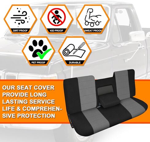 Truck Seat Cover Compatible with 1987-1991 Ford F150 Front Bench with Opening Armrest and Molded Headrest in Kuwait