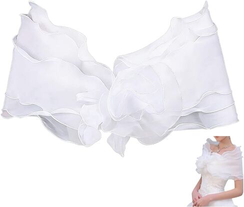 1 زوج الزفاف تول شال قابلة للانفصال الأشرطة تول تول قبالة الكتفين tulles الأشرطة الزفاف in Kuwait