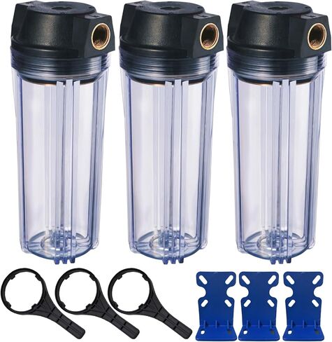 Geekpure 10-Inch Whole House Clear Filter Housing - 3/4"NPT Brass Port-Fit for 2.5" x 10" Filters in Saudi Arabia