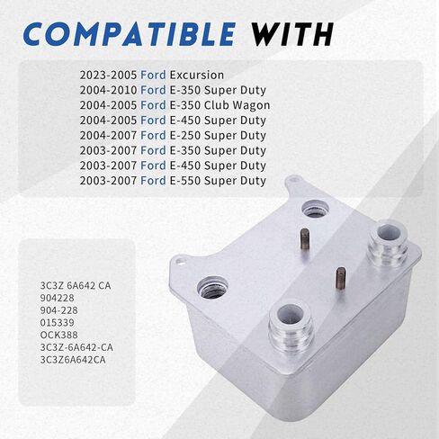 904-228 Engine Oil Cooler Kit Adapter For Ford E-350 club wagon E-450 Excursion F-250 F-350 F-450 F550 super duty 2003 2004 2005 2006 2007 2008 2009 2010 Accessories Including Gasket 3C3Z-6A642-CA in Kuwait