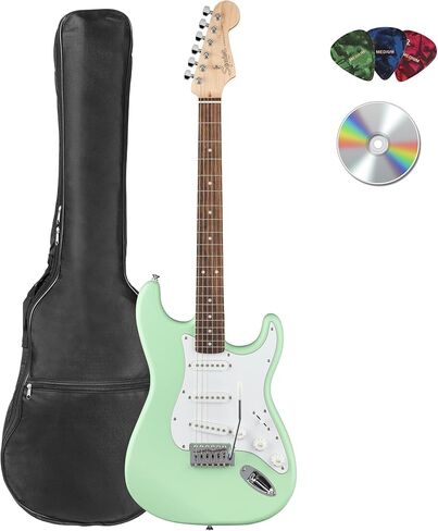 Fender Squier Stratocaster Electric Guitar - Surf Green Bundle with Amplifier, Gig Bag, Cable, Strap, Picks, and Austin Bazaar Instructional Video in Saudi Arabia