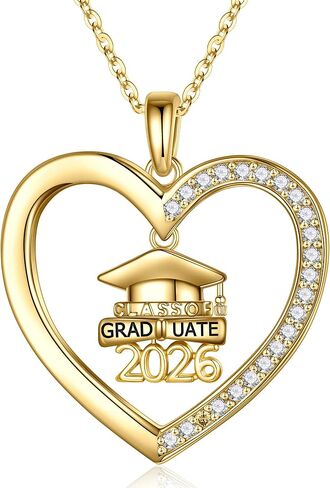 Yesteel 925 Sterling Silver 2025 التخرج قلادة التخرج هدايا لها ، فئة 2025 هدايا التخرج من كلية Heart Necklace الثانوية لنساءها in Kuwait