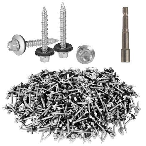 Metal Roofing Screws#10 × 1 Inch, 300Pcs Zinc Plated Hex Head Metal Roof Screws with Rubber Washers for Metal and Corrugated Roofing Panels (Hex Socket Included) in Kuwait