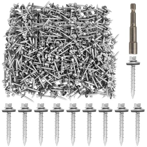 Metal Roofing Screws#10 × 1 Inch, 300Pcs Zinc Plated Hex Head Metal Roof Screws with Rubber Washers for Metal and Corrugated Roofing Panels (Hex Socket Included) in Kuwait