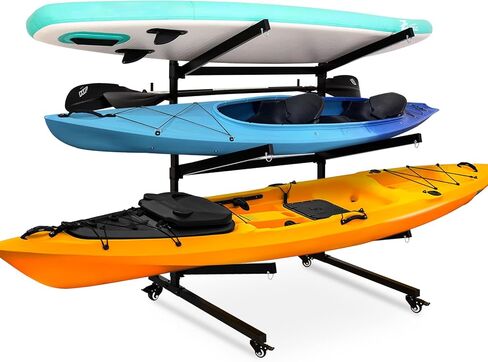 Kayak Storage Rack with Lockable casters,Thickened Heavy Duty Kayak Stand，Holds 6 Kayaks canoe paddleboard, for Indoor, Outdoor, Garage, shed, marina Kayak Storage Racks in Saudi Arabia