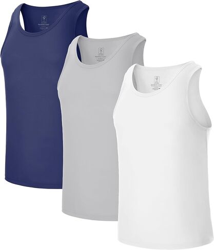 BAMBOO COOL Men's Tank Top Undershirts Moisture Wicking Breathable, Fitted Ruglar Fit T Shirts for Men 3 Pack in Saudi Arabia