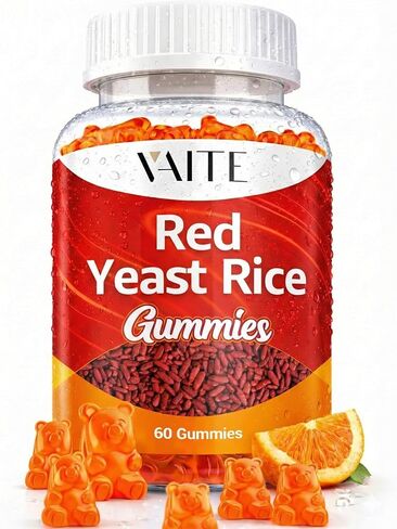 Red Yeast Rice with CoQ10 Gummies - 1200 mg RYR Synergy Plant-Based Supplement with Coenzyme Q10, Non-GMO, Citrinin-Free, No Artificial Additives, Supports Vitality, Endurance & Energy – 60 Gummies in Kuwait
