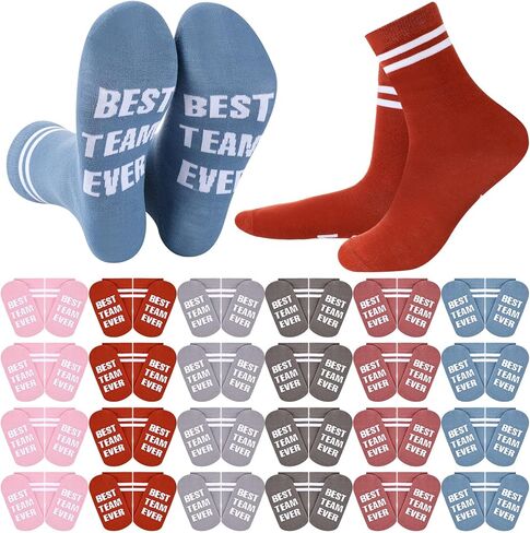 24 Pairs Best Team Ever Crew Socks Bulk Employee Appreciation Inspirational Gift for Women Men Staff Coworkers in Saudi Arabia