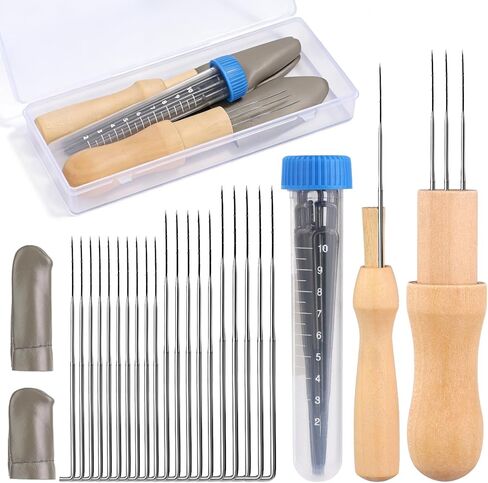 Yizzvb 127 PCS Needle Felting Needles, 4 Sizes Felting Needles, Needle Felting Tools Wool Felting Supplies Kit with 3 Types Wooden Holders, Foam Pad, Needle Felting Starter Kit for DIY Crafts in Kuwait